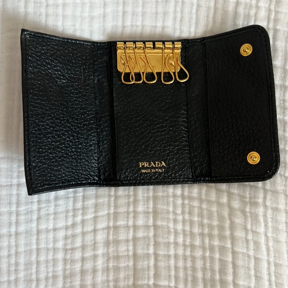 Authentic leather Prada key holder